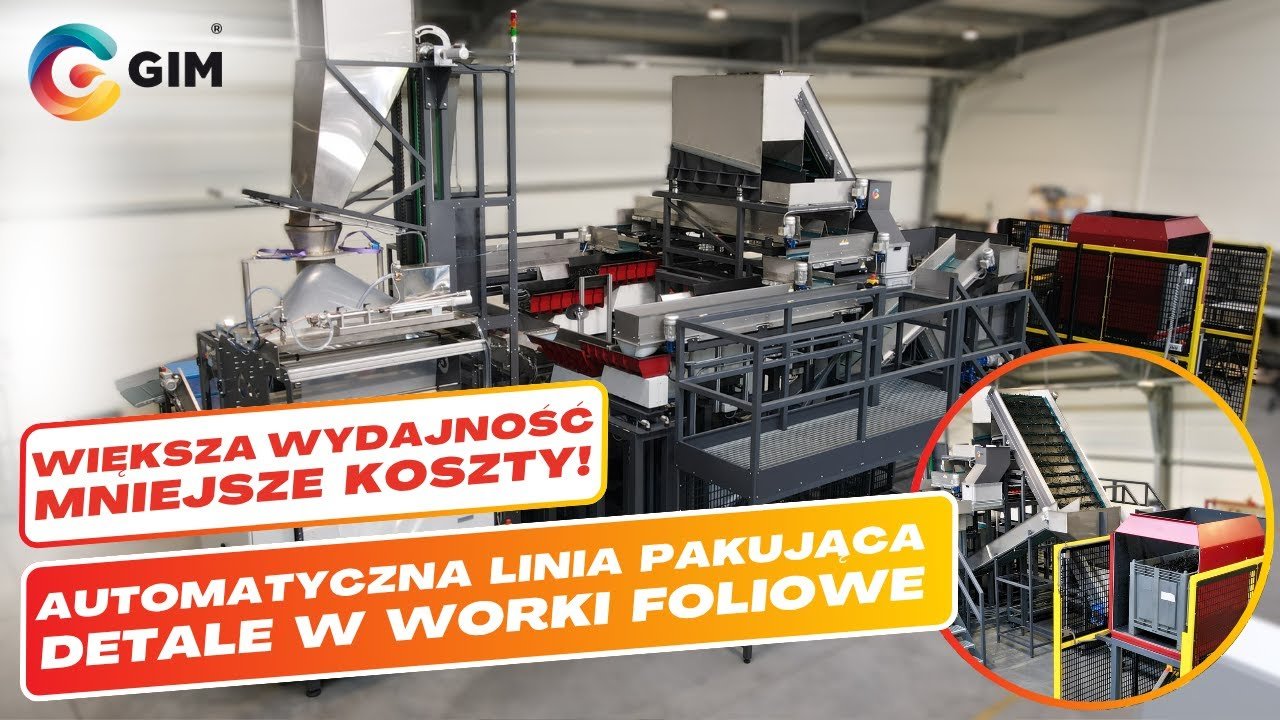 Automatyczna linia pakująca ze zgrzewarką worków foliowych – automat pakujący detale z tworzywa
