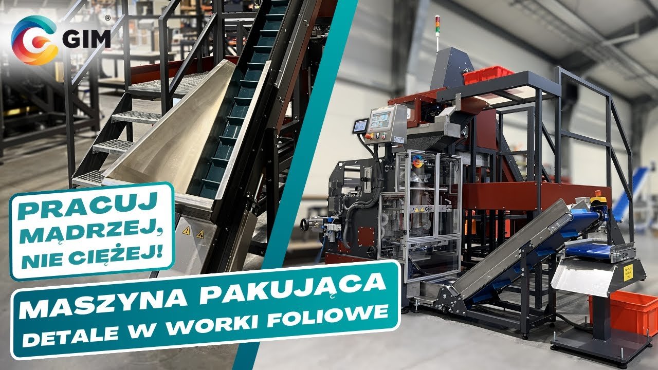 Maszyna pakująca detale w worki foliowe z automatycznym modułem liczącym i stanowiskiem ręcznym