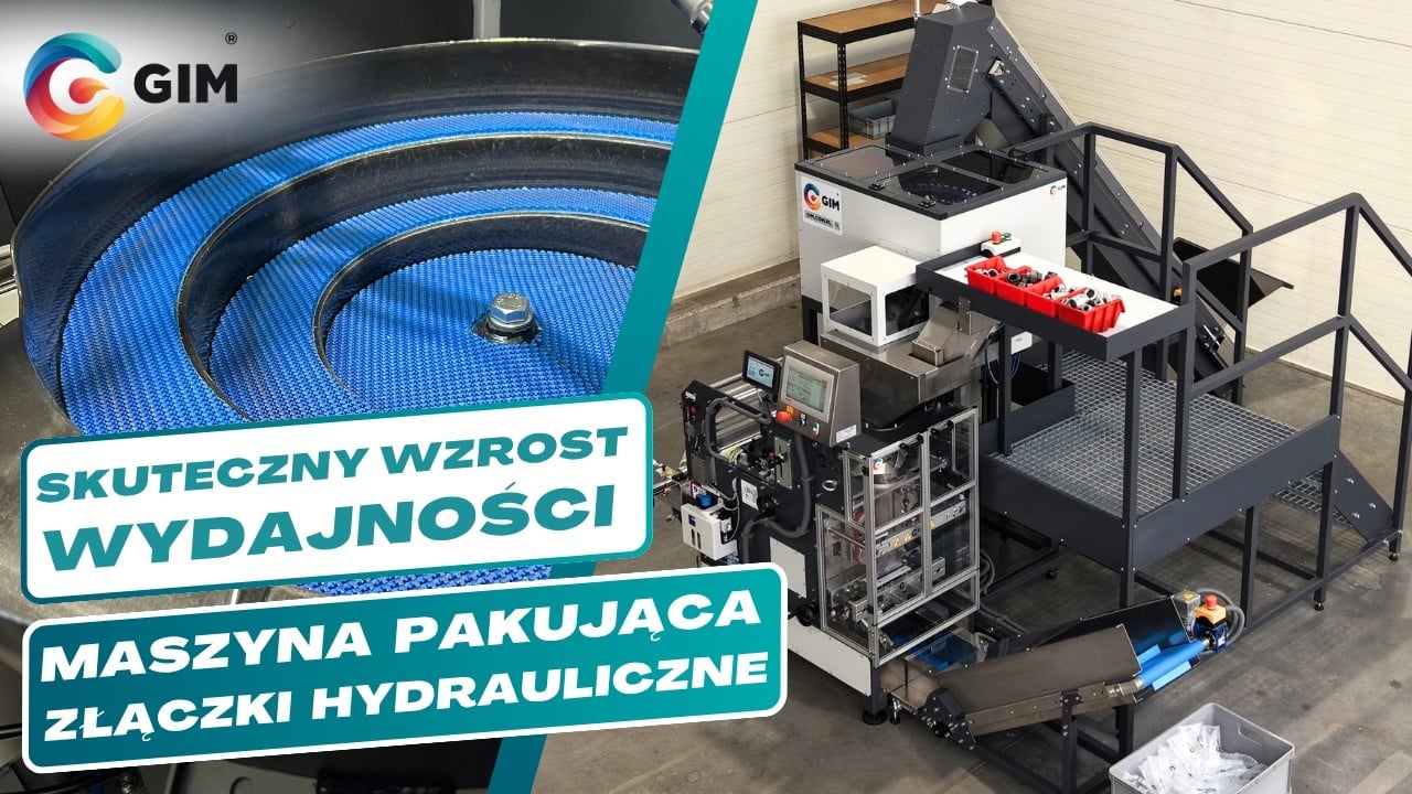 Maszyna pakująca złączki hydrauliczne w worki foliowe z modułem liczącym