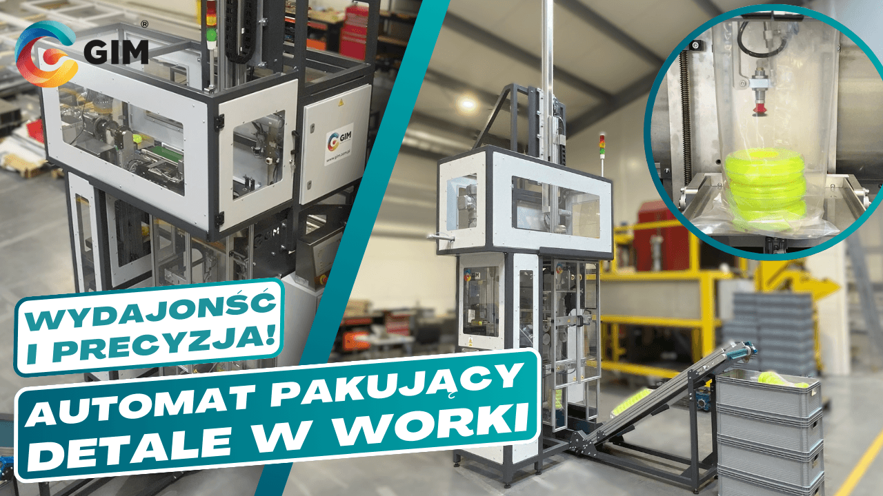 Automatyczny system pakujący detale w worki foliowe z napędem pionowym i przyssawką