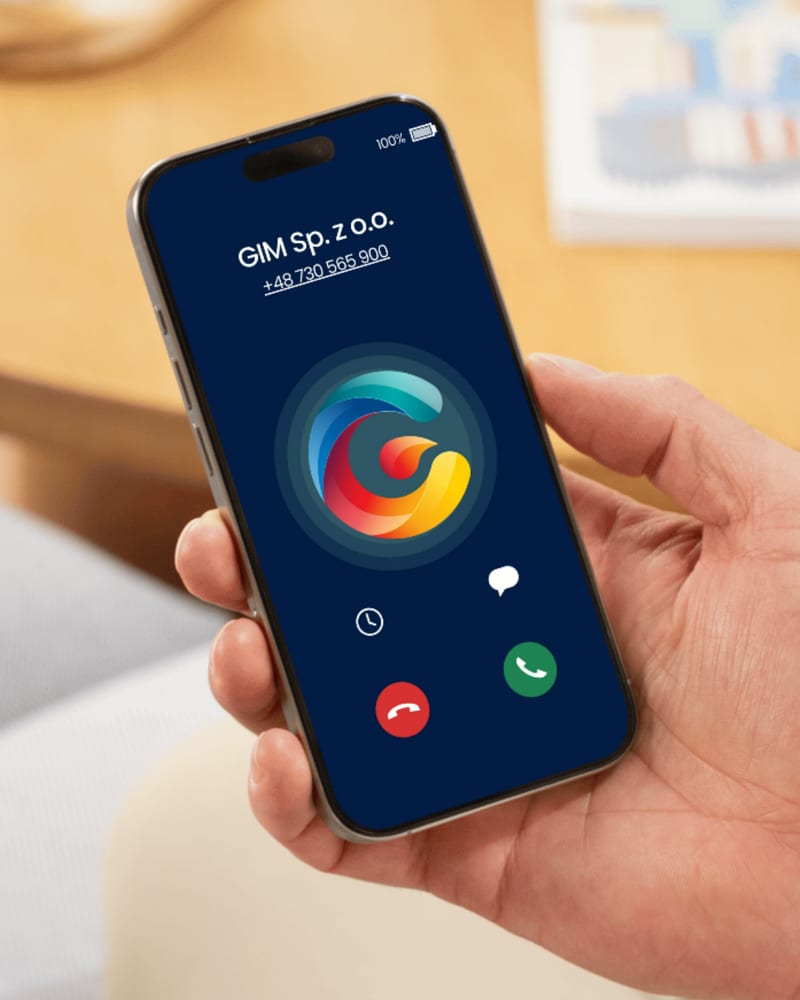Telefon z połączeniem przychodzącym od GIM Sp. z o.o.